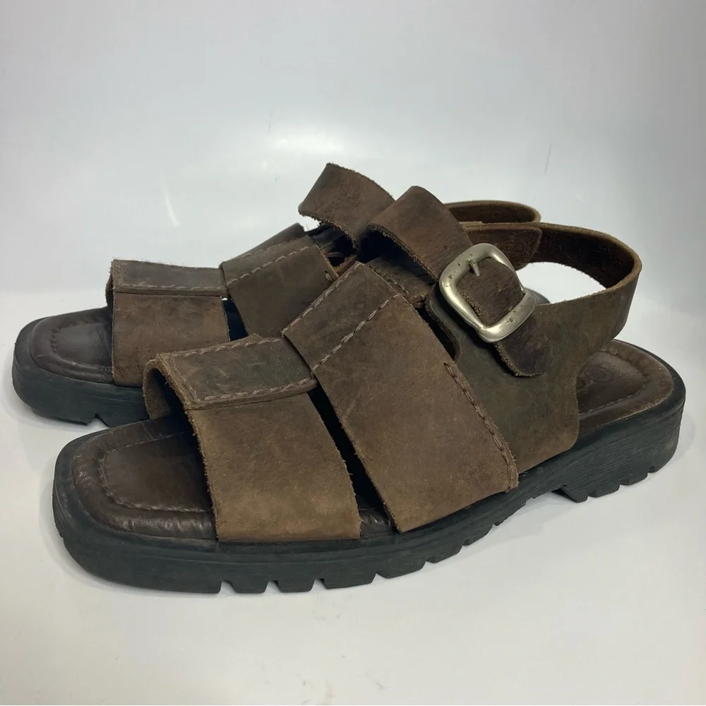 @ease by Florsheim fisherman sandals brown leather mens size 42 US size 9 casual